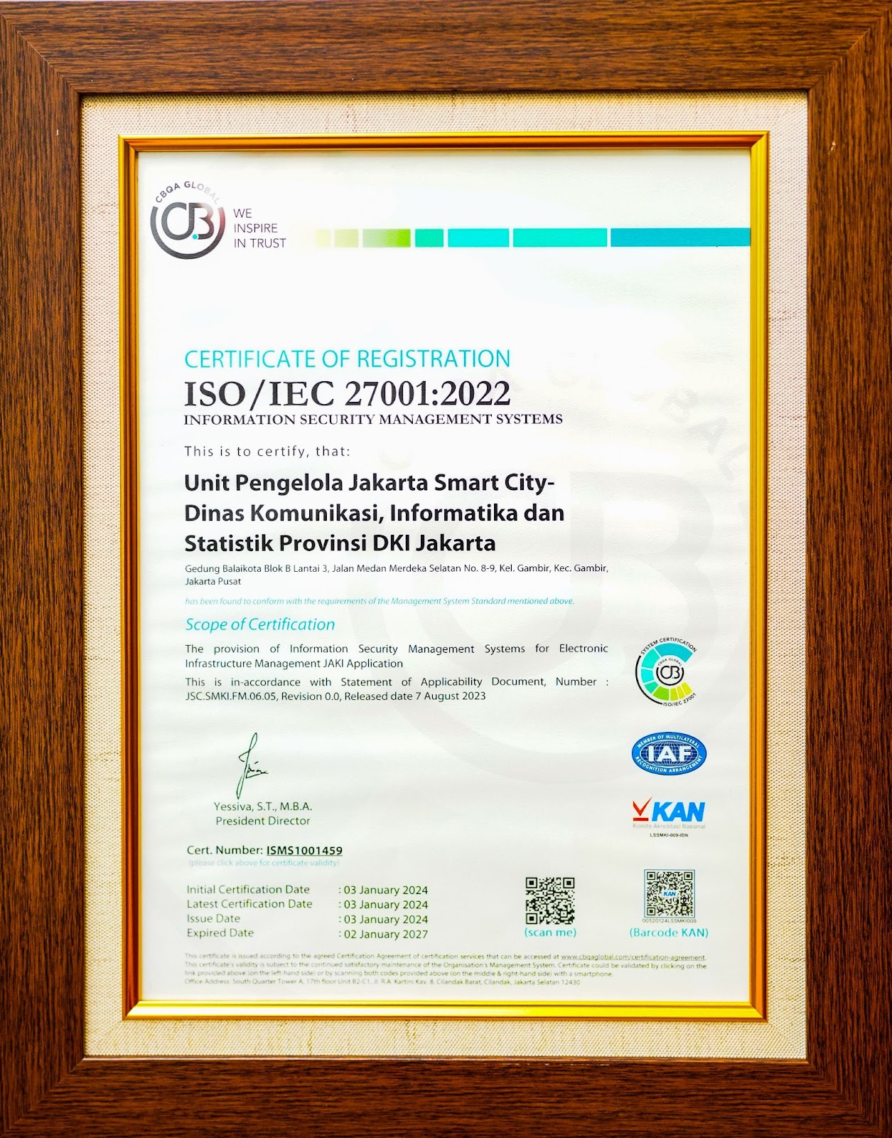 Jakarta Smart City Obtained ISO/IEC 27001:2022 Certification