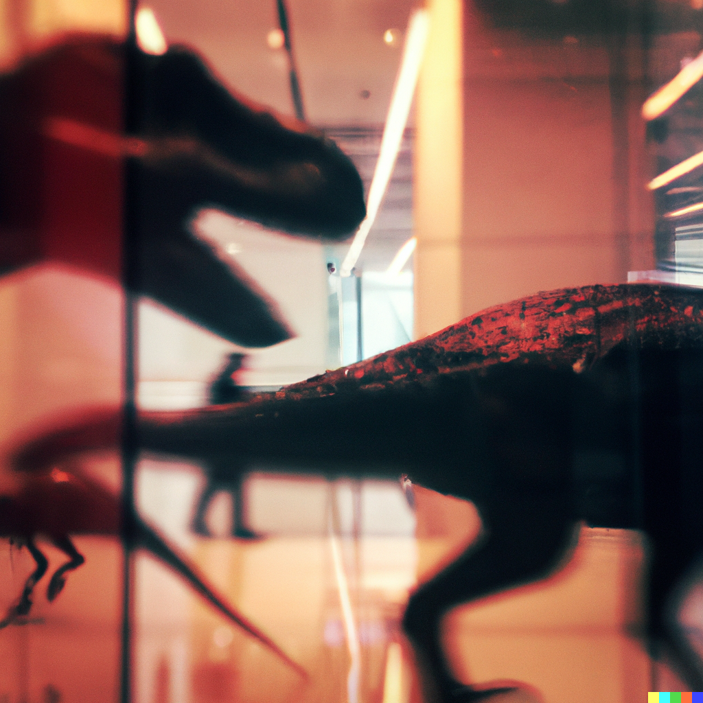velociraptors stalking through a corporate office, lomography dalle2 dalle 2