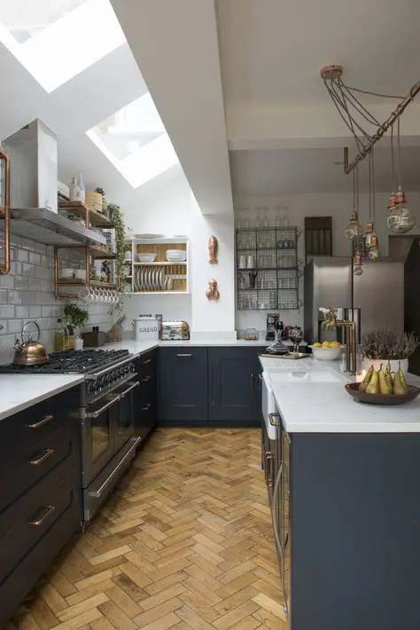 U-shaped Kitchen With Skylight