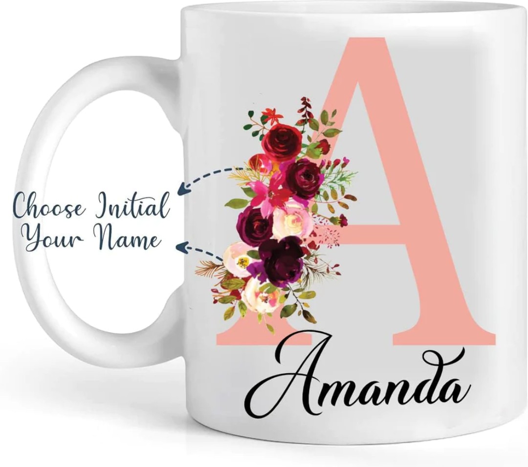 Feminine Florals Personalized Mom Coffee Mug 11 oz Pink