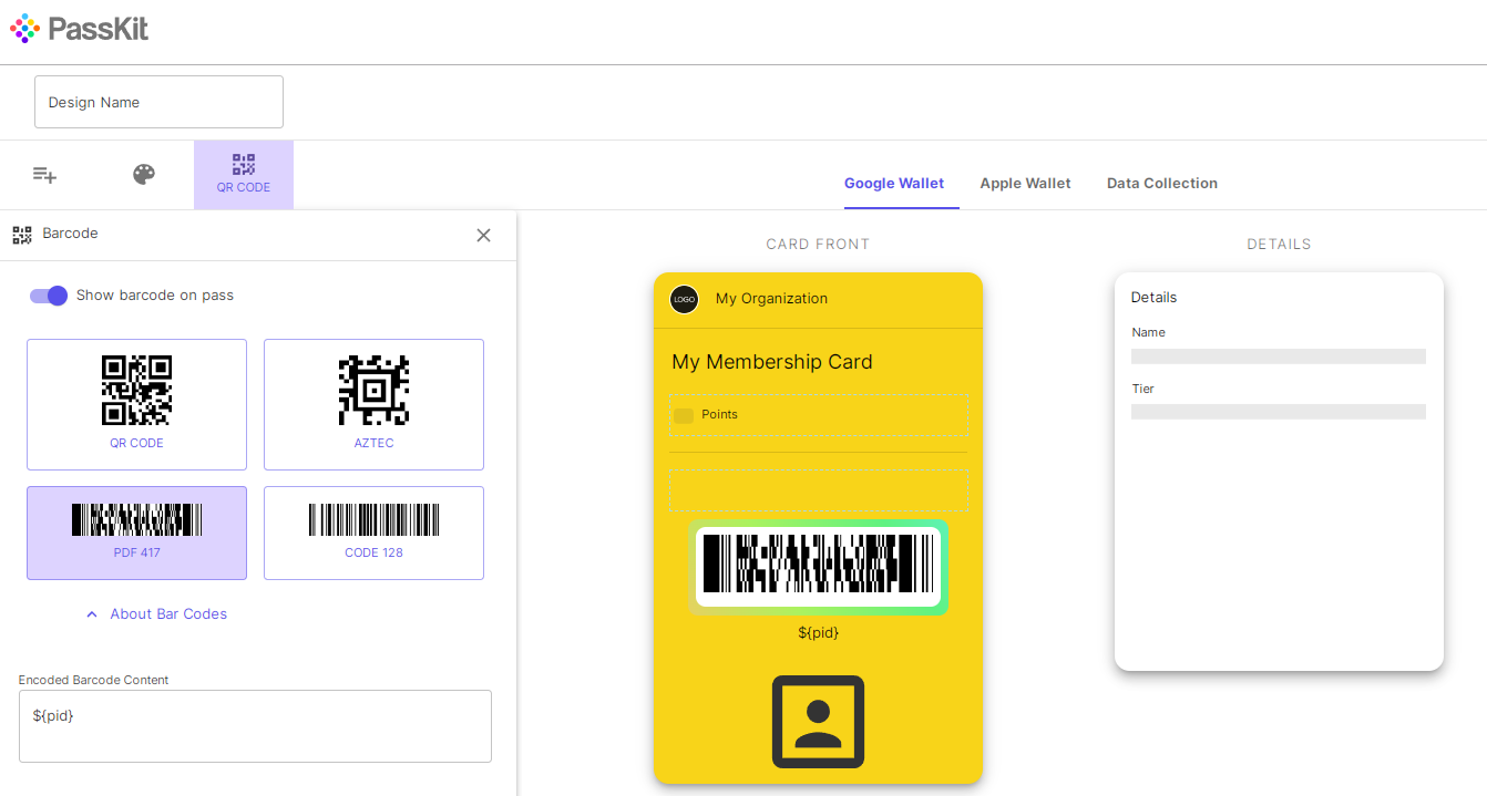 QR code on membership cards