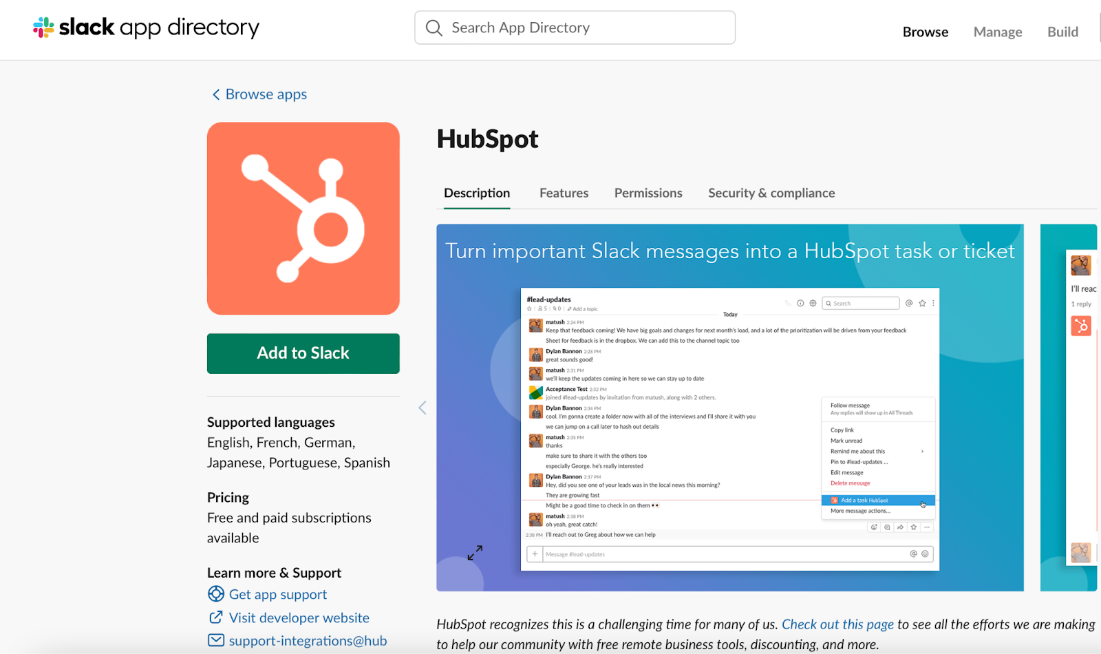 HubSpot slack integrations