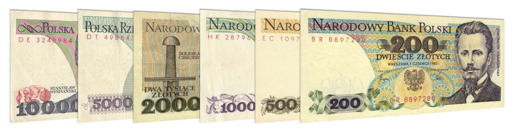 Old foreign bank notes from Poland.