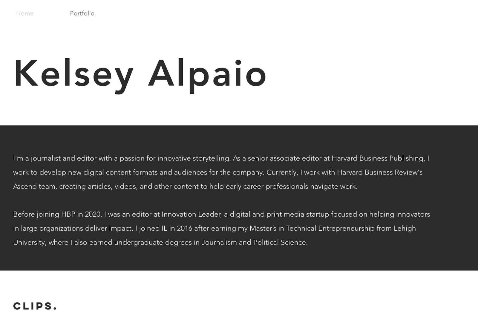 resume website examples; Kelsey Alpaio