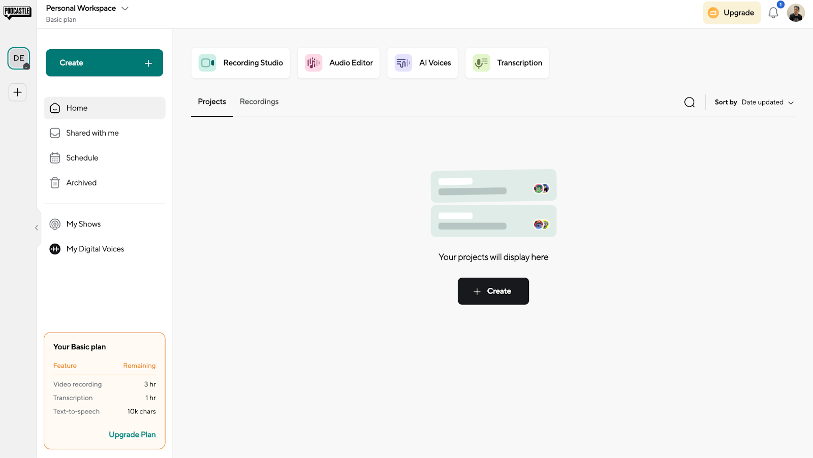 Podcastle product features