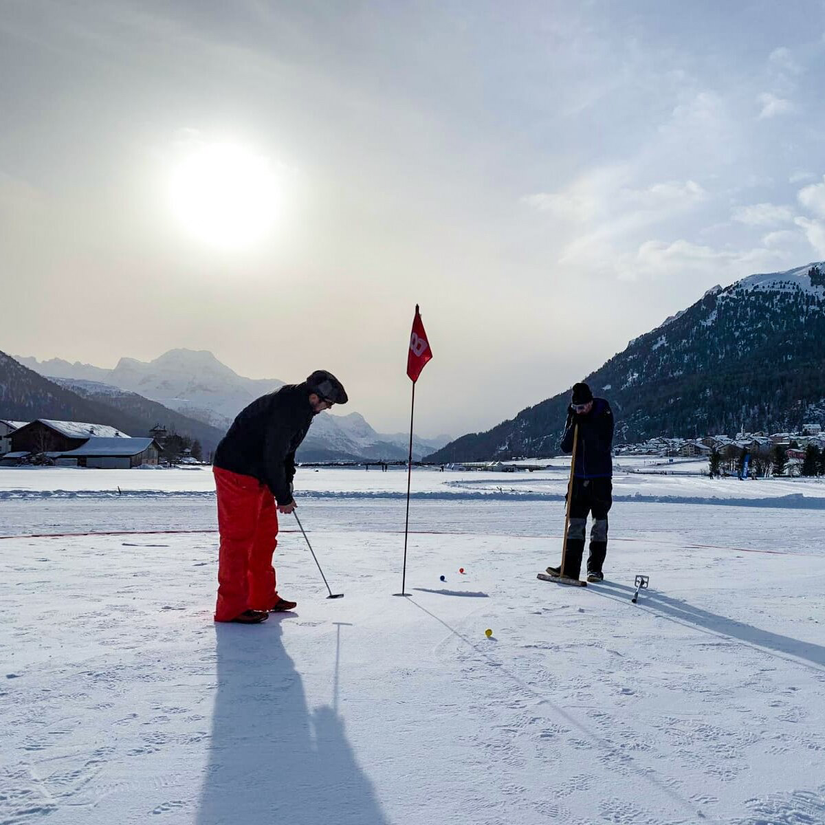 golfers in the winter