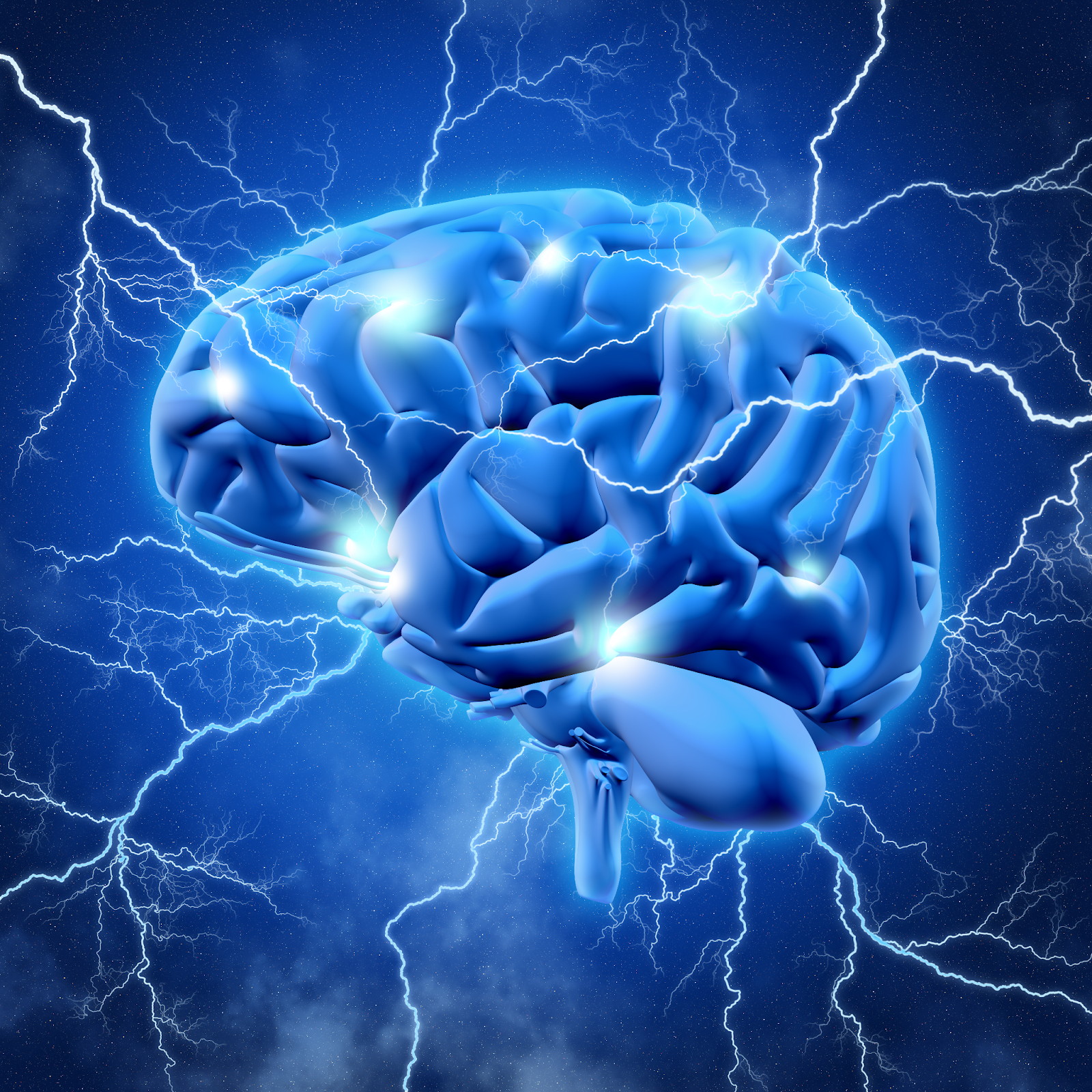 cérebro 3D ilustrando a comunicação do cérebro com o corpo através dos nervos 