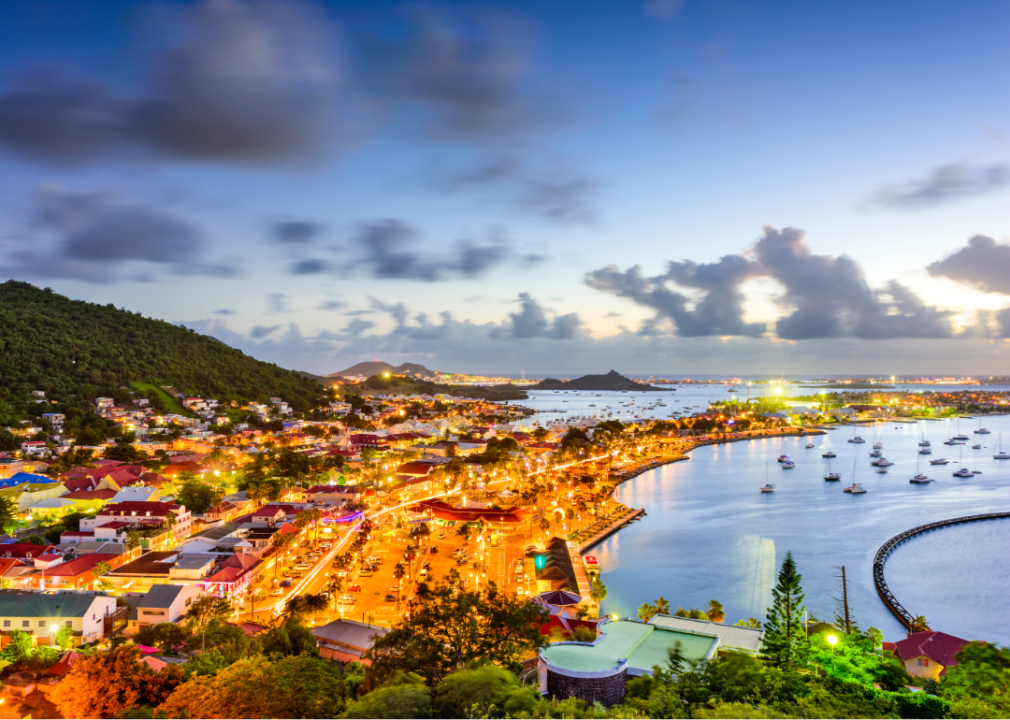 Aerial view of Marigot harbor in St. Maarten.