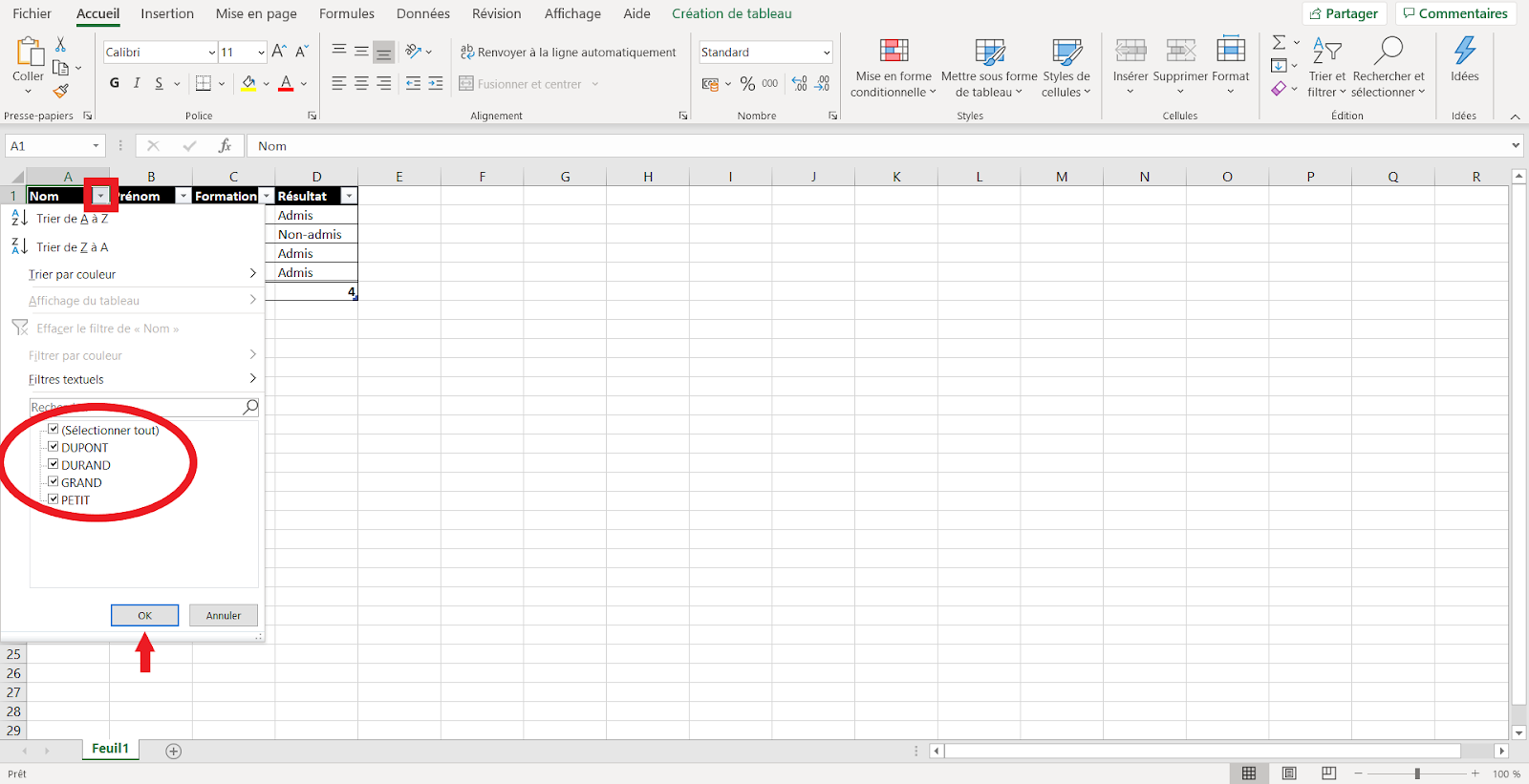 comment filtrer des données sur Excel