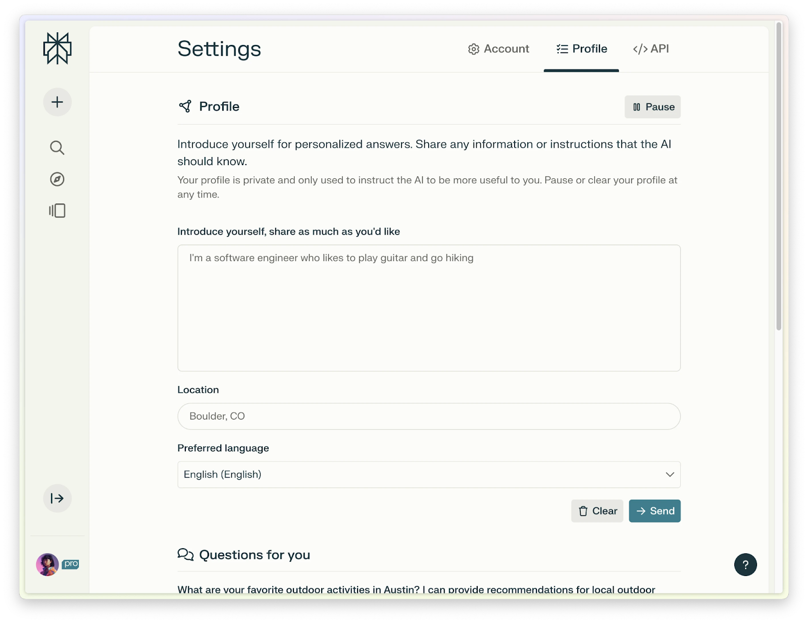 perplexity ai settings