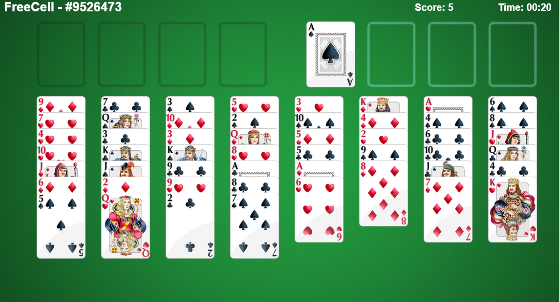 Example of online FreeCell solitaire