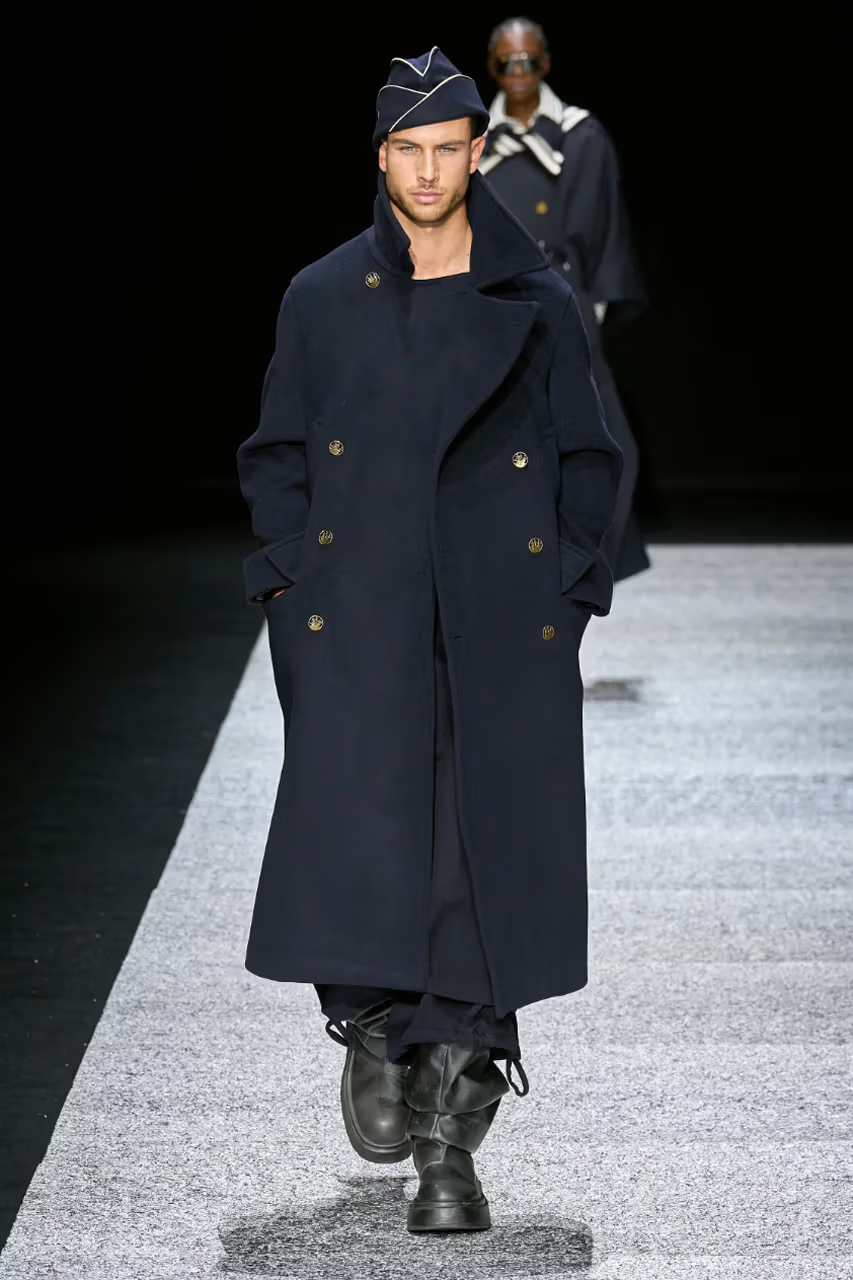 Picture showing a model dressed in the maritime look for the Milan Fashion Week Men’s FW24