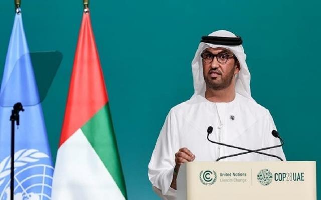 Chủ tịch COP28 Sultan al Jeber phát biểu tại lễ khai mạc COP28. (Ảnh: UNFCCC)