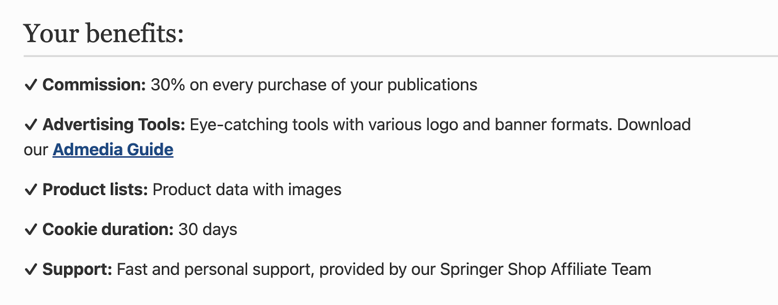 Benefits of joining the springer affiliate program