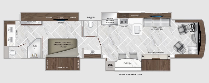 2024 best Class A motorhomes for full-timers American Coach Dream 45P floor plan