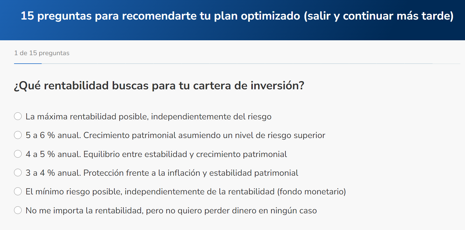 2º Responder las 15 preguntas del Test de Indexa