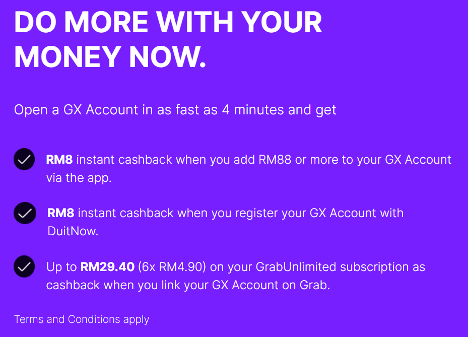 Open a GX account in minutes to get cashbacks