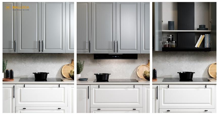 A collage of kitchen cabinets

Description automatically generated