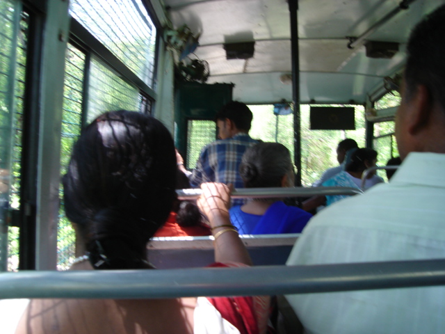 Riding a bus in Sanjay Gandhi NP