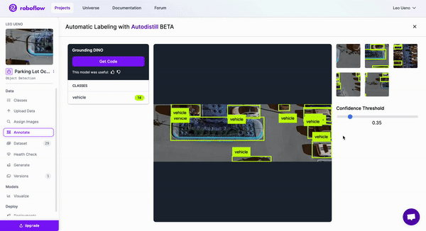 A screenshot of Automatic Labeling in Roboflow
