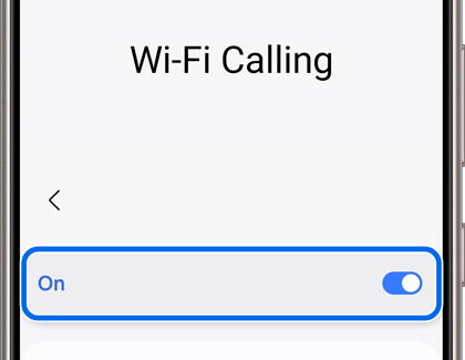On highlighted in the Wi-Fi Calling settings on a Galaxy phone