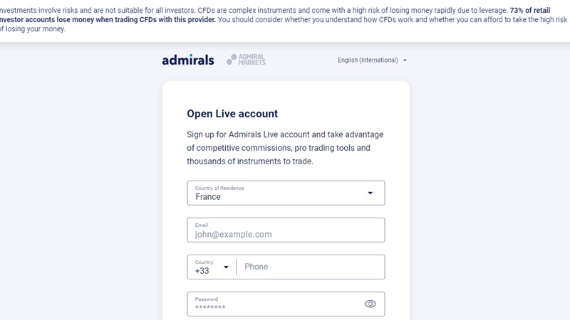 admirals account opening