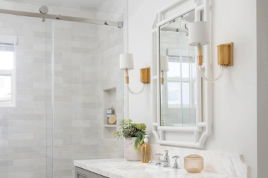 top shower tile trends for 2024 textured bedrosians cloe series with vanity lighting and sink custom built michigan