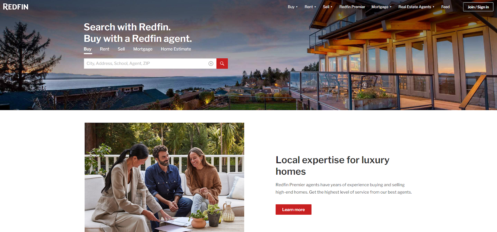 Real Estate website design example