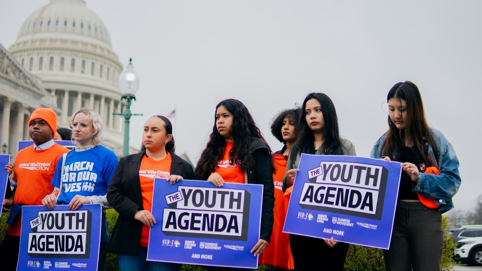 Youth activists in front of the Capitol