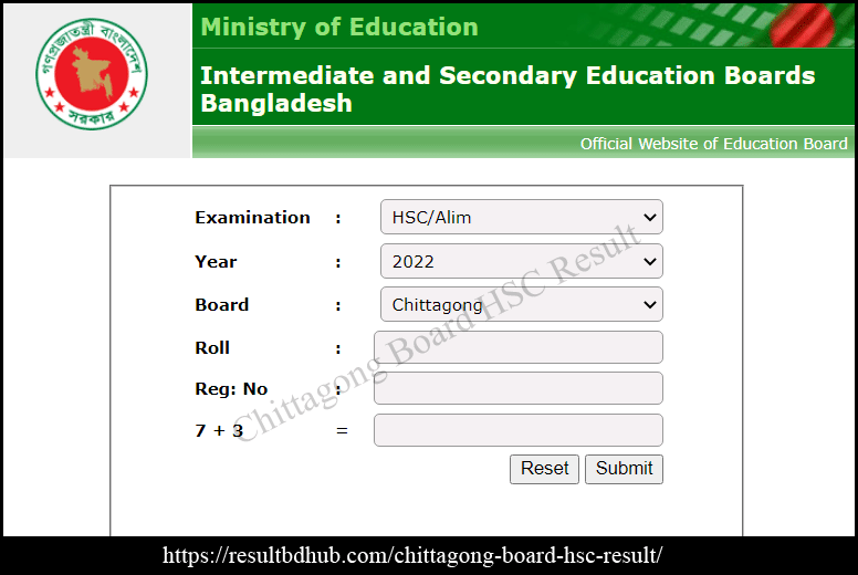 Chittagong Board HSC Result