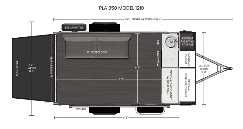 12 Best Small Toy Haulers for RV Adventures ATC PLA 350 floor plan