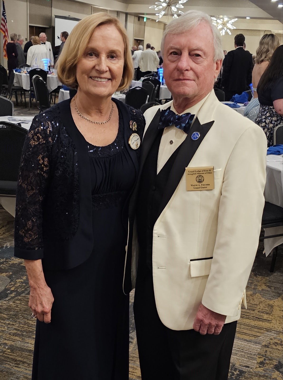 Photograph of Grand Orator and his wife, Teri Fischer in formal wear.