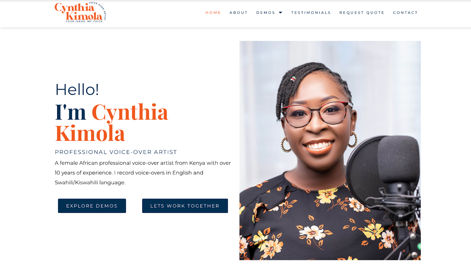 freelancer website example, Cynthia Kimola