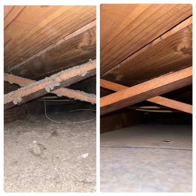 Before and after photos of a professional air duct cleaning in Metro Detroit.