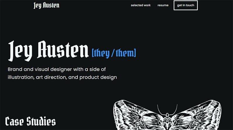 resume website examples; Jey Austen