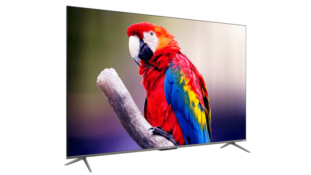 تلویزیون QLED هوشمند 55 اینچ تی سی ال مدل C635i با نمایش یک طوطی قرمز روی شاخه