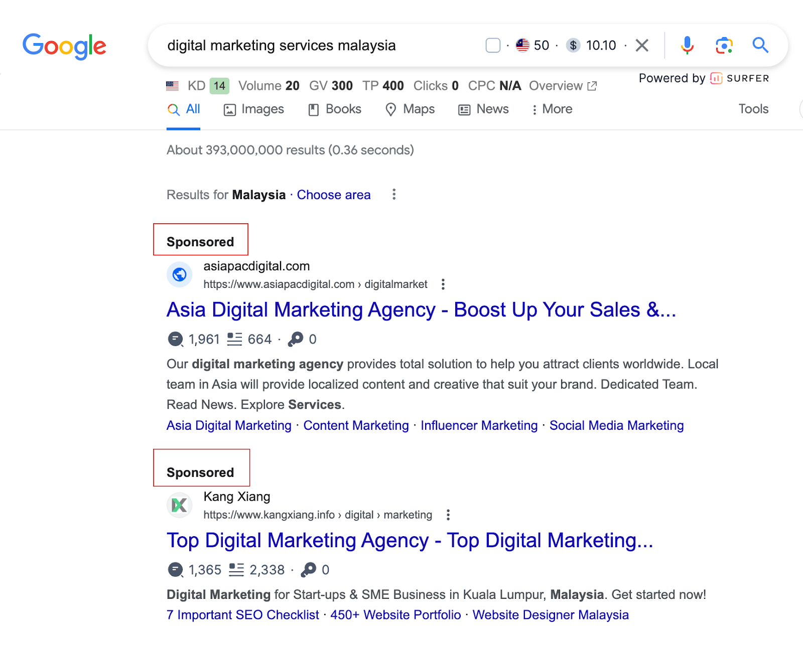 Sponsored or Ads label for Google Ads in SERP