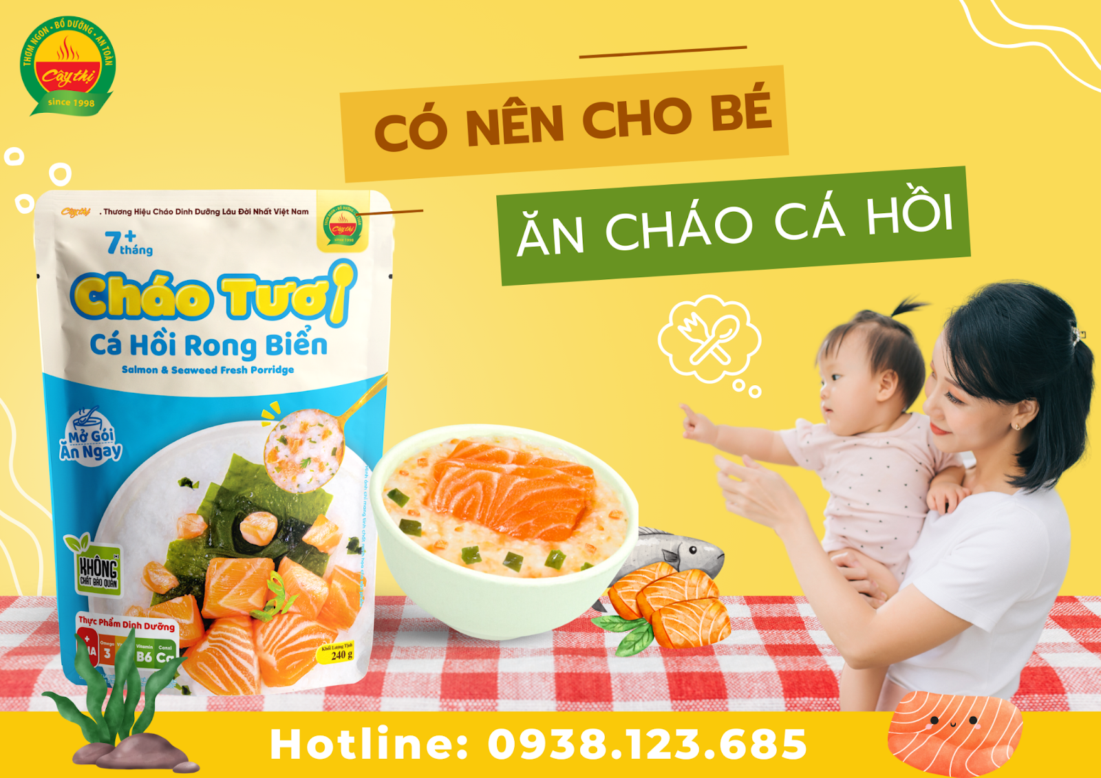 Nên cho bé ăn cháo tươi cá hồi