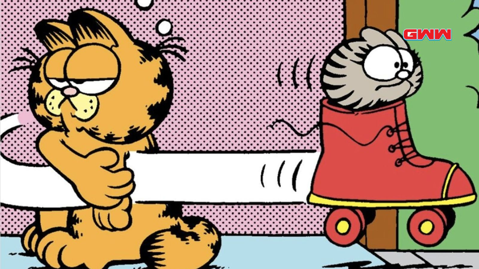 Garfield sending Nermal away in roller blades, Garfield The Movie Nermal