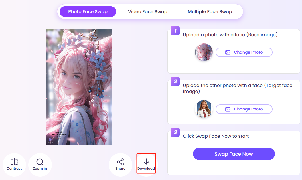 AI Anime Character Exported by Vidnoz AI Photo Face Swap