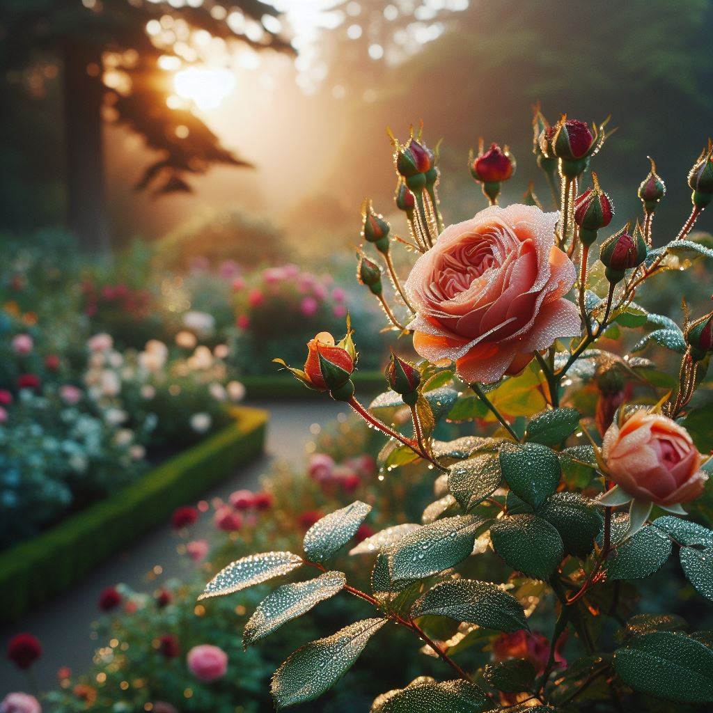 куст английской розы в саду