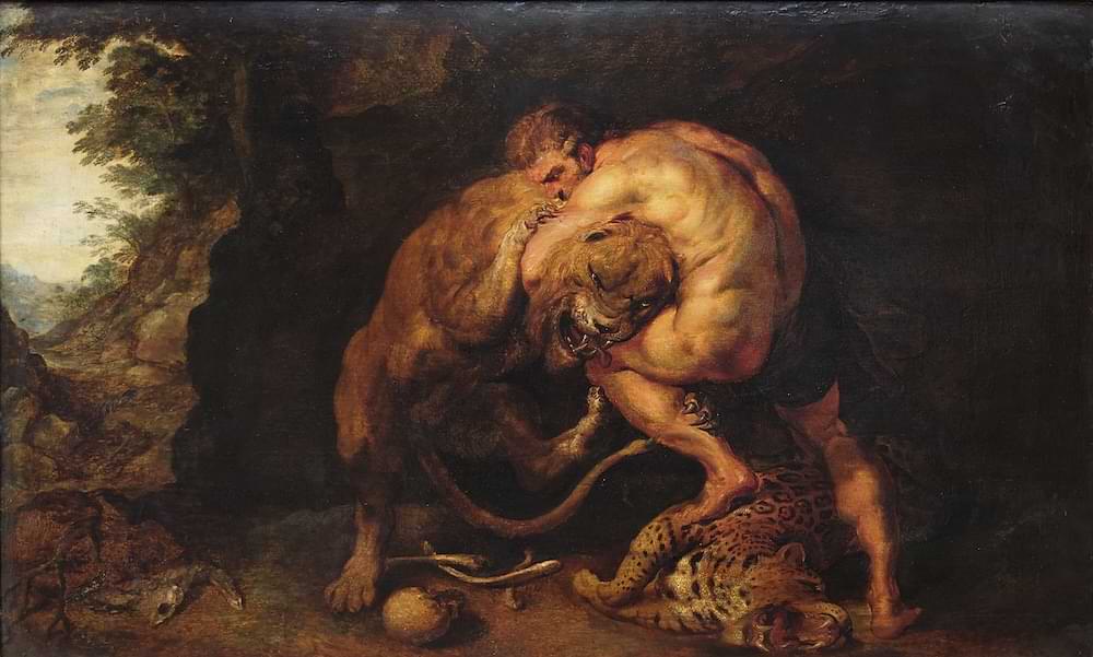 Hercules and the Nemean lion by Pieter Paul Rubens, c. 1615
