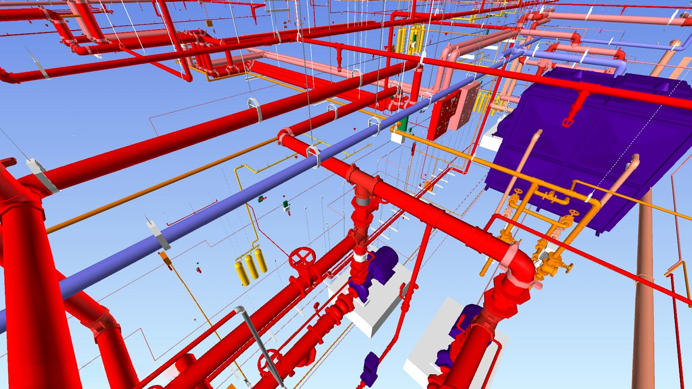 A BIM model showcasing a pipe system