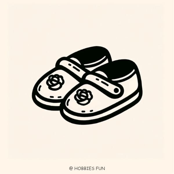 Cute Shoes with Rose Drawing