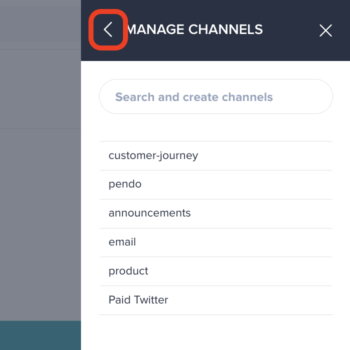 A screenshot showing how to create or search for channels 