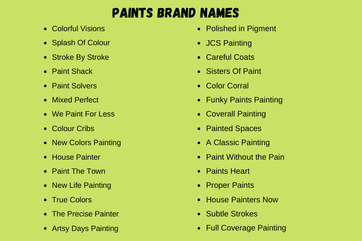 Paints Brand Names