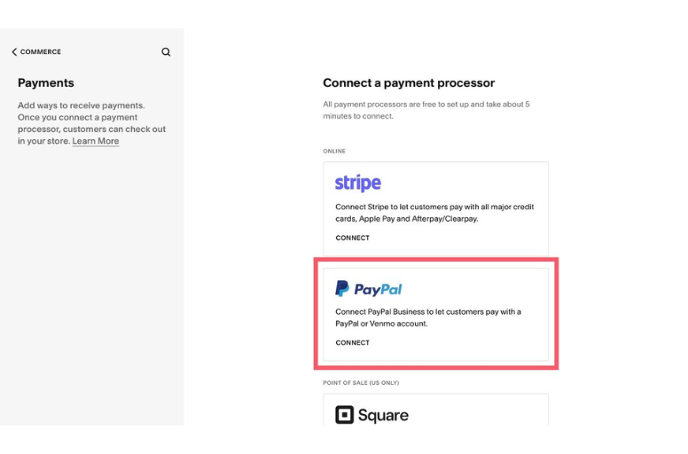 Shopify vs Squarespace payment 