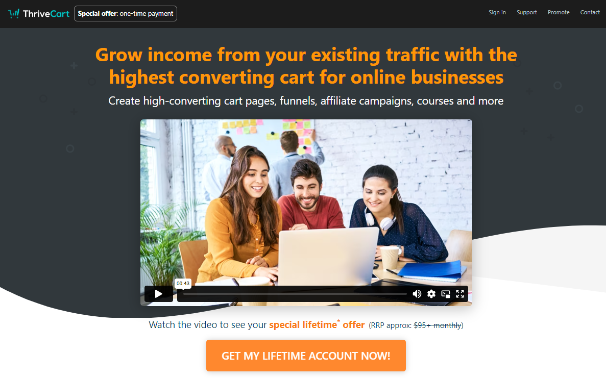 Grow income from your existing traffic with the highest converting cart for online businesses with ThriveCart