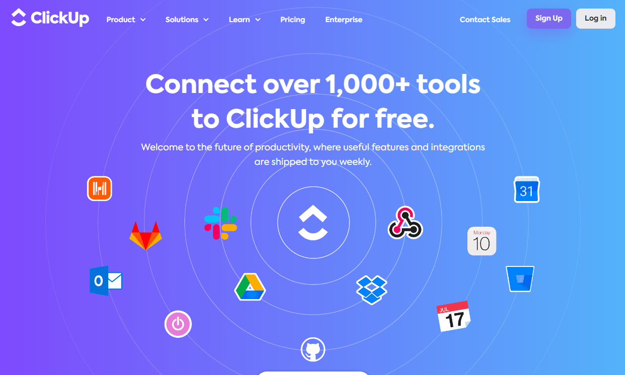 Connect over 1,000+ tools to ClickUp for free