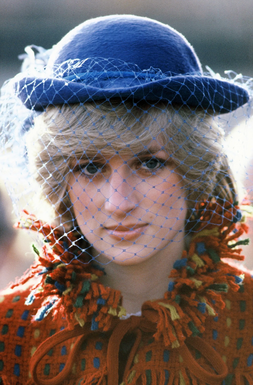 Princess Diana rocking a blue Fascinator  made with lace